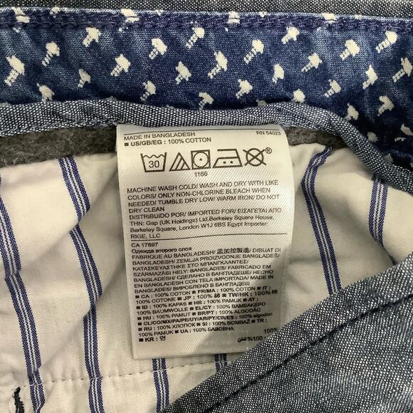 Banana Republic Aiden Chambray Blue Flat Front Chino Shorts Cotton 35 - Picture 4 of 4